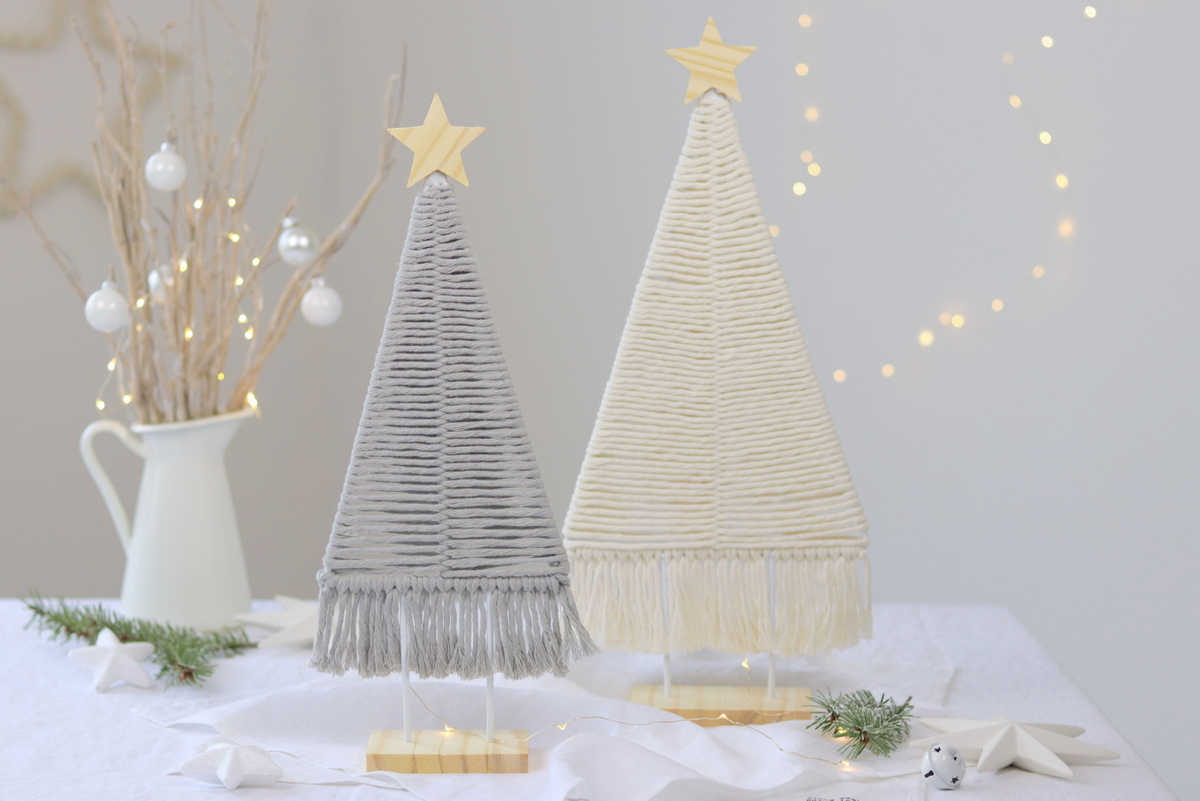 DIY Anleitung: selbstgemachte Makramee Tannenbäume