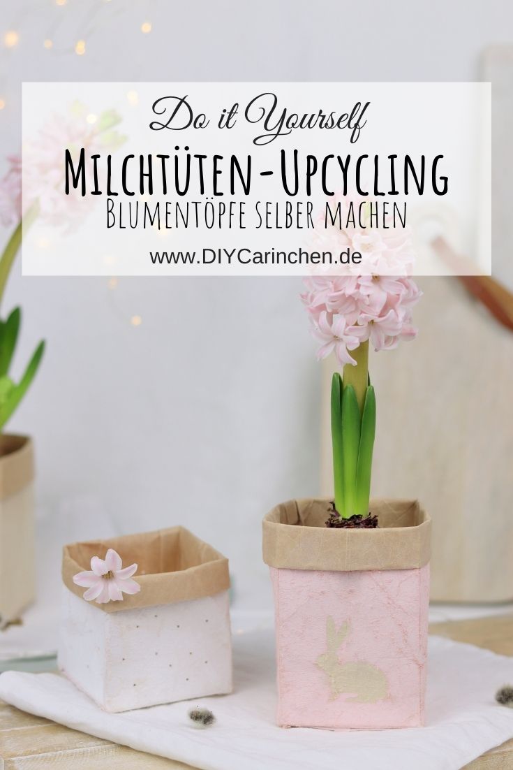 DIY selbstgemachte Upcycling Blumentöpfe aus Milchtüten