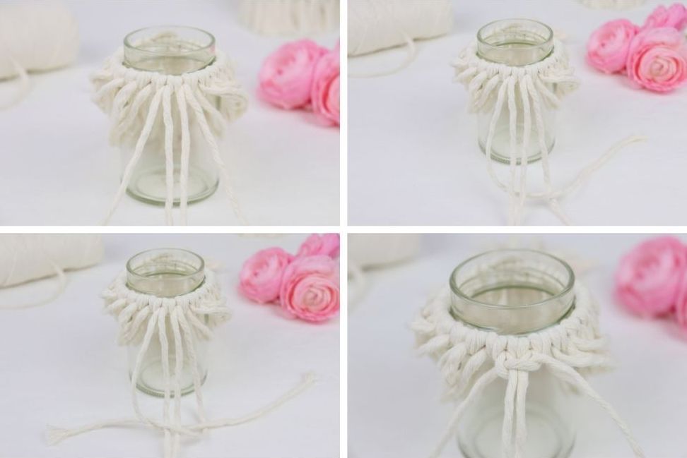 DIY - selbstgemachte Makramee Windlichter mit dem Kreuzknoten