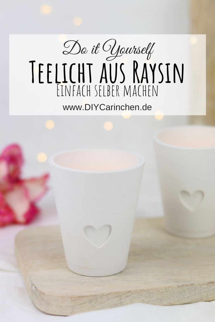 DIY - selbstgemachte Teelichter aus Raysin / Gießpulver mit kleinem Herz in der Mitte
