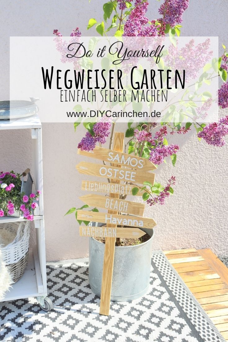 selbstgebauter Wegweiser aus Holz (Schild) für den Garten - DIY