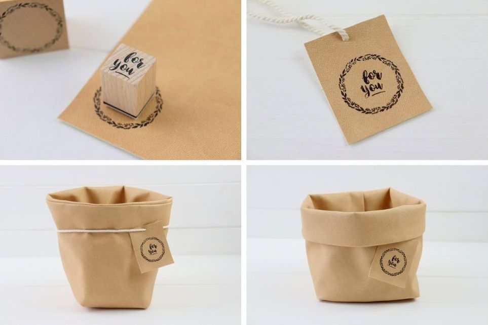 DIY - selbstgenähtes Utensilo aus Kunstleder als Blumentopf zum Verschenken, Aufbewahrungskorb oder Brotkorb