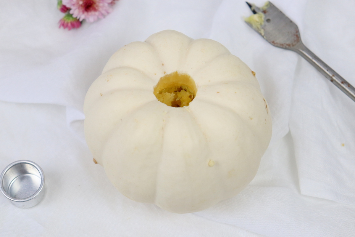 DIY Anleitung - aus einem Kürbis einen Kerzenhalter einfach selber machen und mit dem Plotter und Blumen verzieren