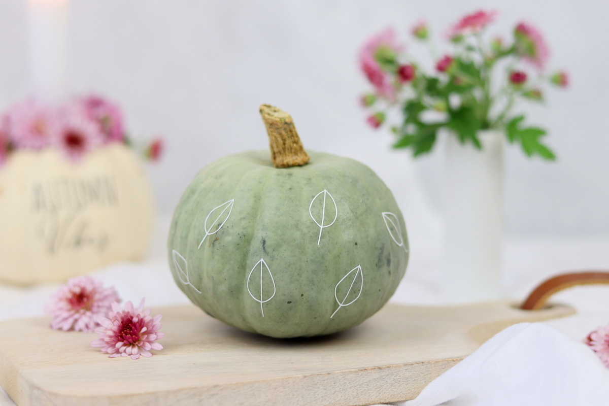 DIY Anleitung - aus einem Kürbis einen Kerzenhalter einfach selber machen und mit dem Plotter und Blumen verzieren