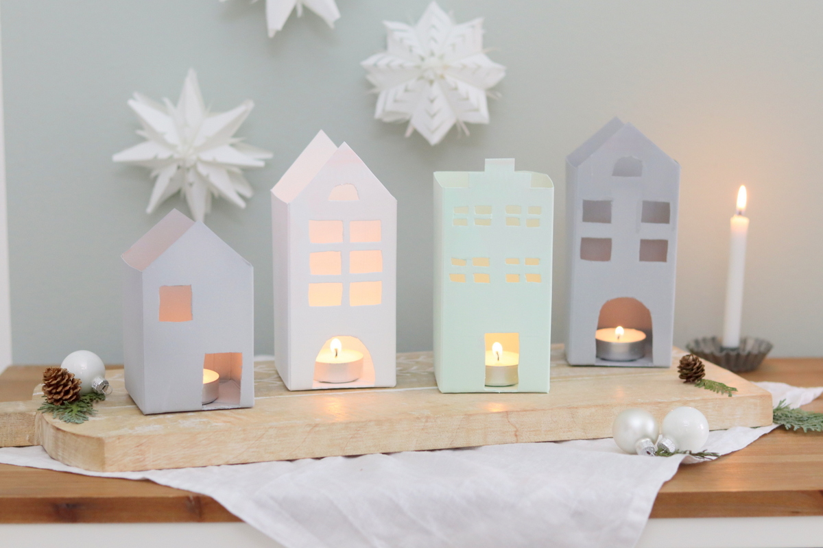 DIY Anleitung - selbstgemachtes Weihnachtsdorf aus Milchtüten / Milchkartons