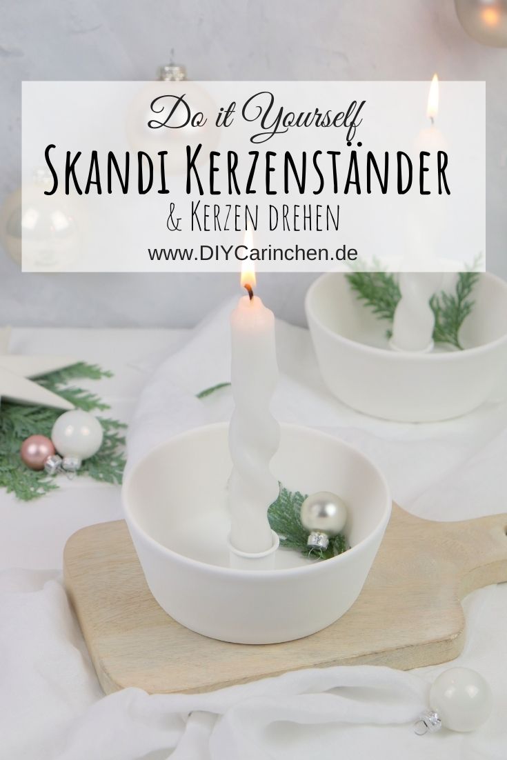 DIY selbstgemachter Kerzenständer im skandinavischen Stil mit Anleitung zum Kerzen drehen