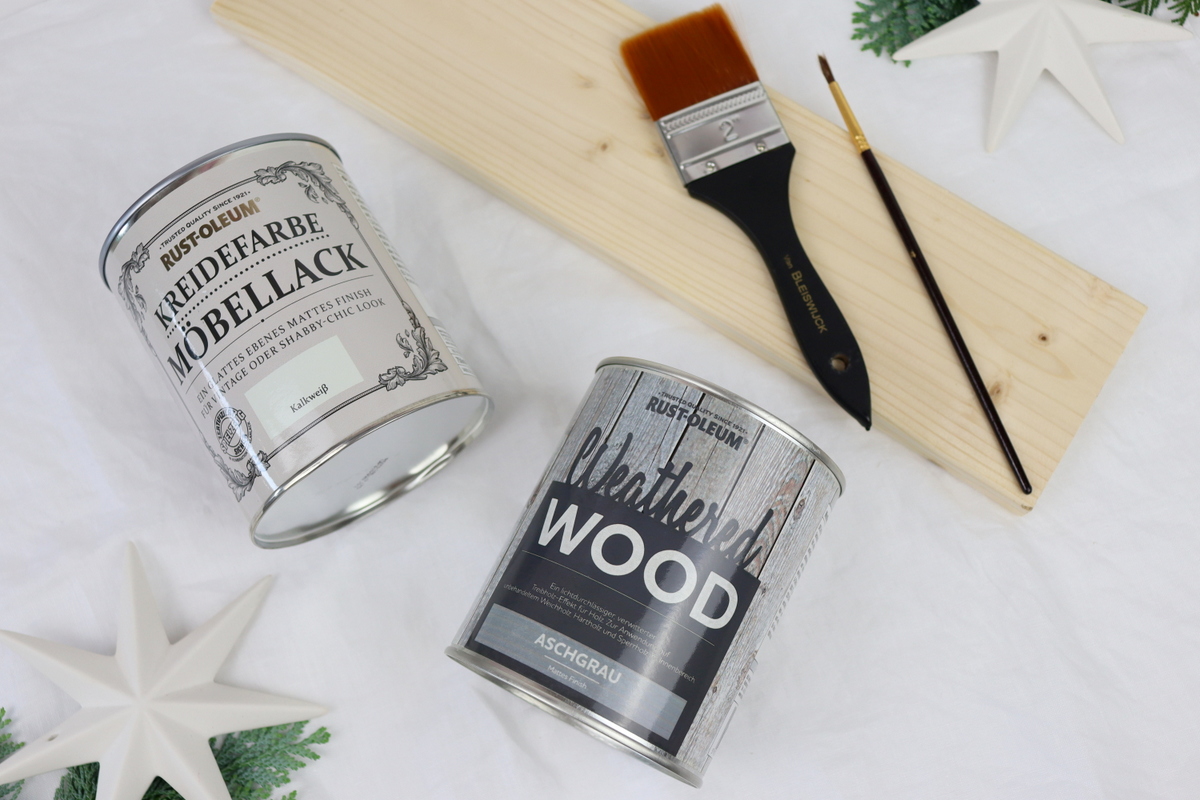 DIY selbstgemachte weihnachtliche Schilder aus Holz im Skandi Stil