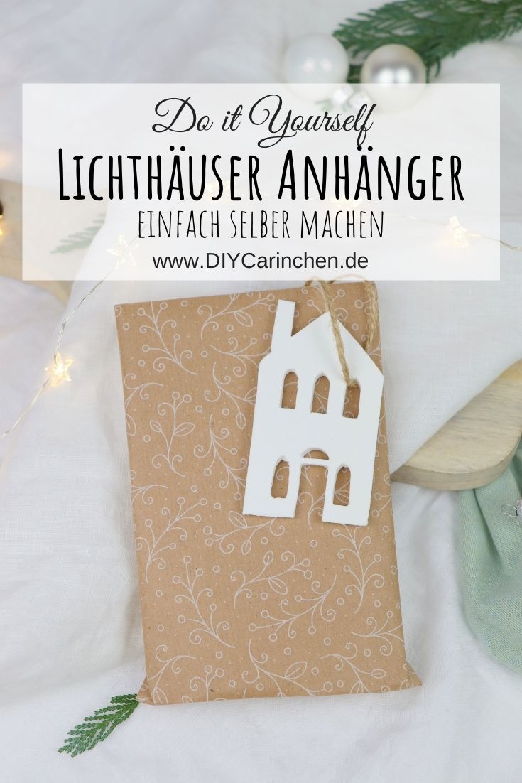 DIY Anleitung - selbstgemachte Lichthäuser aus Modelliermasse als Geschenkanhänger zu Weihnachten