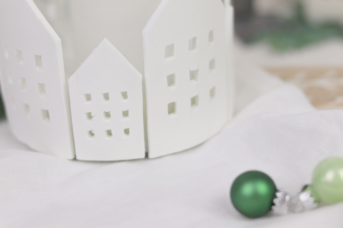 DIY Anleitung - Windlicht mit selbstgemachten Lichthäusern aus Modelliermasse