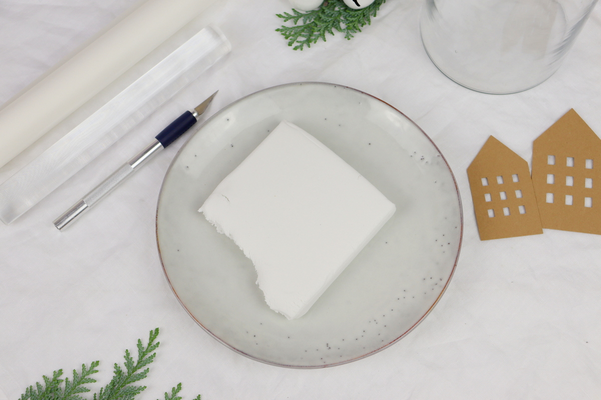 DIY Anleitung - Windlicht mit selbstgemachten Lichthäusern aus Modelliermasse