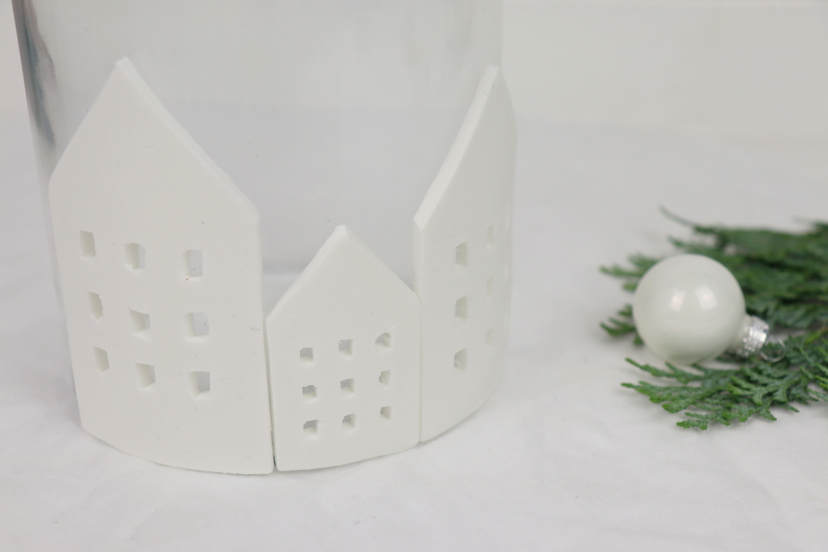 DIY Anleitung - Windlicht mit selbstgemachten Lichthäusern aus Modelliermasse