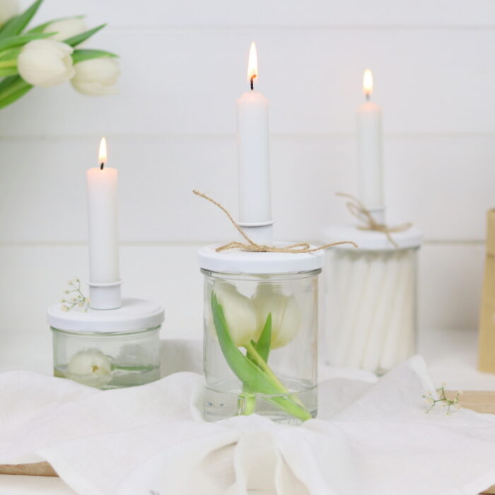 DIY selbstgemachte Upcycling Kerzenhalter Glas mit Deckel
