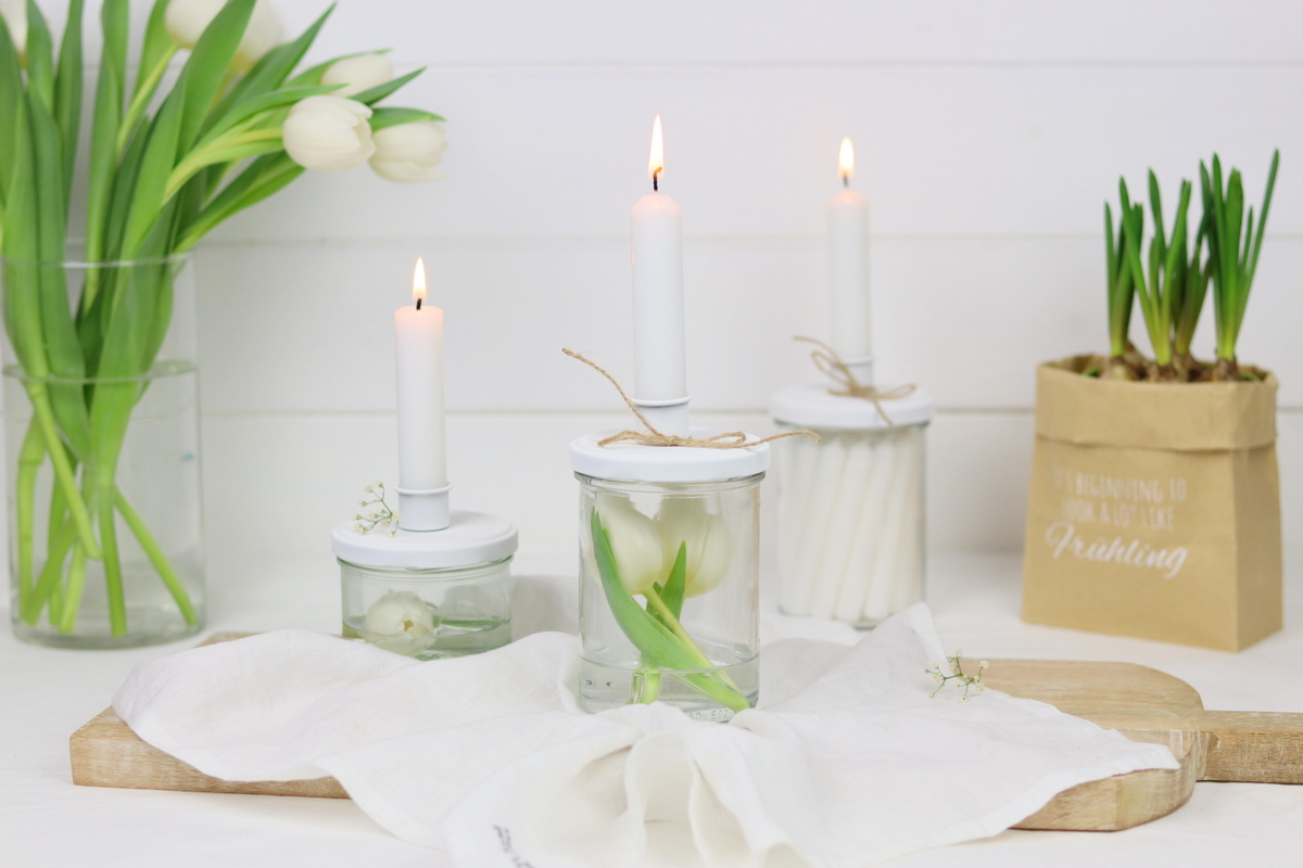 DIY selbstgemachte Upcycling Kerzenhalter Glas mit Deckel