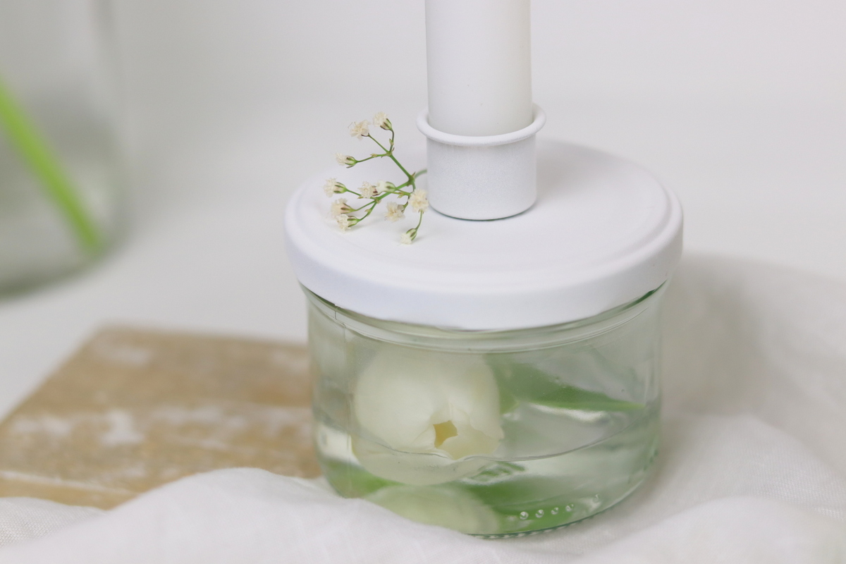 DIY selbstgemachte Upcycling Kerzenhalter Glas mit Deckel