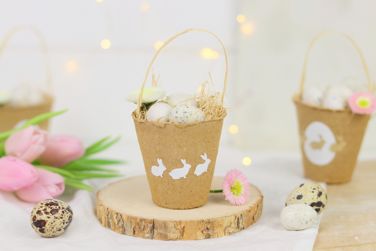 DIY - selbstgemachte Osterkörbchen mit dem Plotter aus einem Aufzuchtstopf