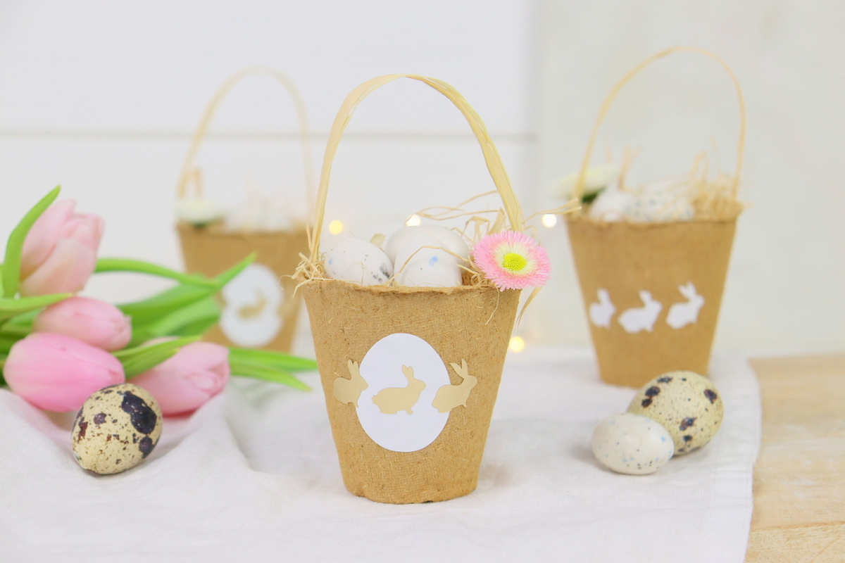 DIY - selbstgemachte Osterkörbchen mit dem Plotter aus einem Aufzuchtstopf