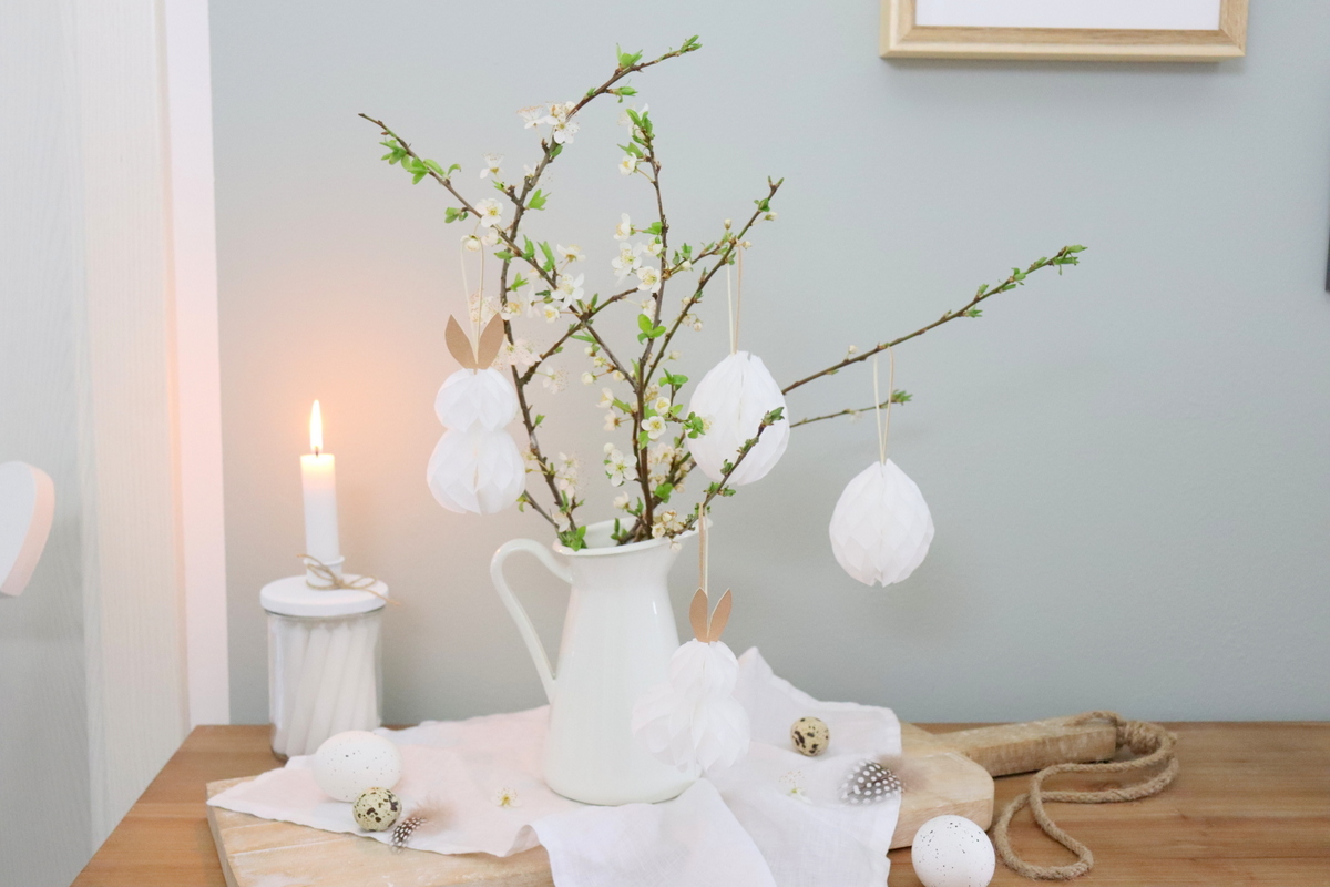 DIY Anleitung - selbstgemachte Waben-Eier und Waben-Osterhasen aus Wabenpapier