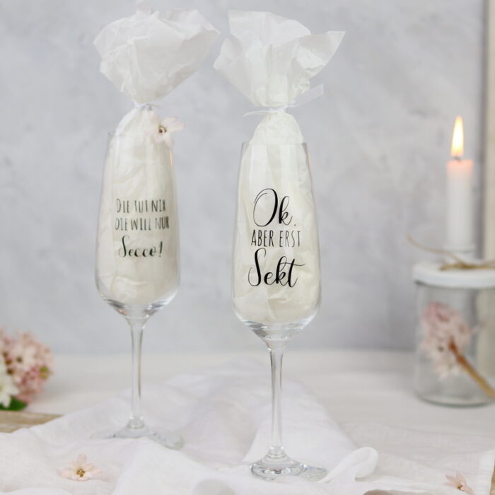 DIY Anleitung – Sektgläser individuell gestalten und als Geschenk verpacken
