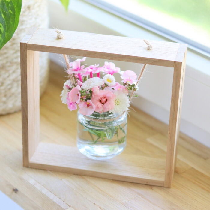 DIY - selbstgemachte Vase aus Klötzchen mit Einmachglas