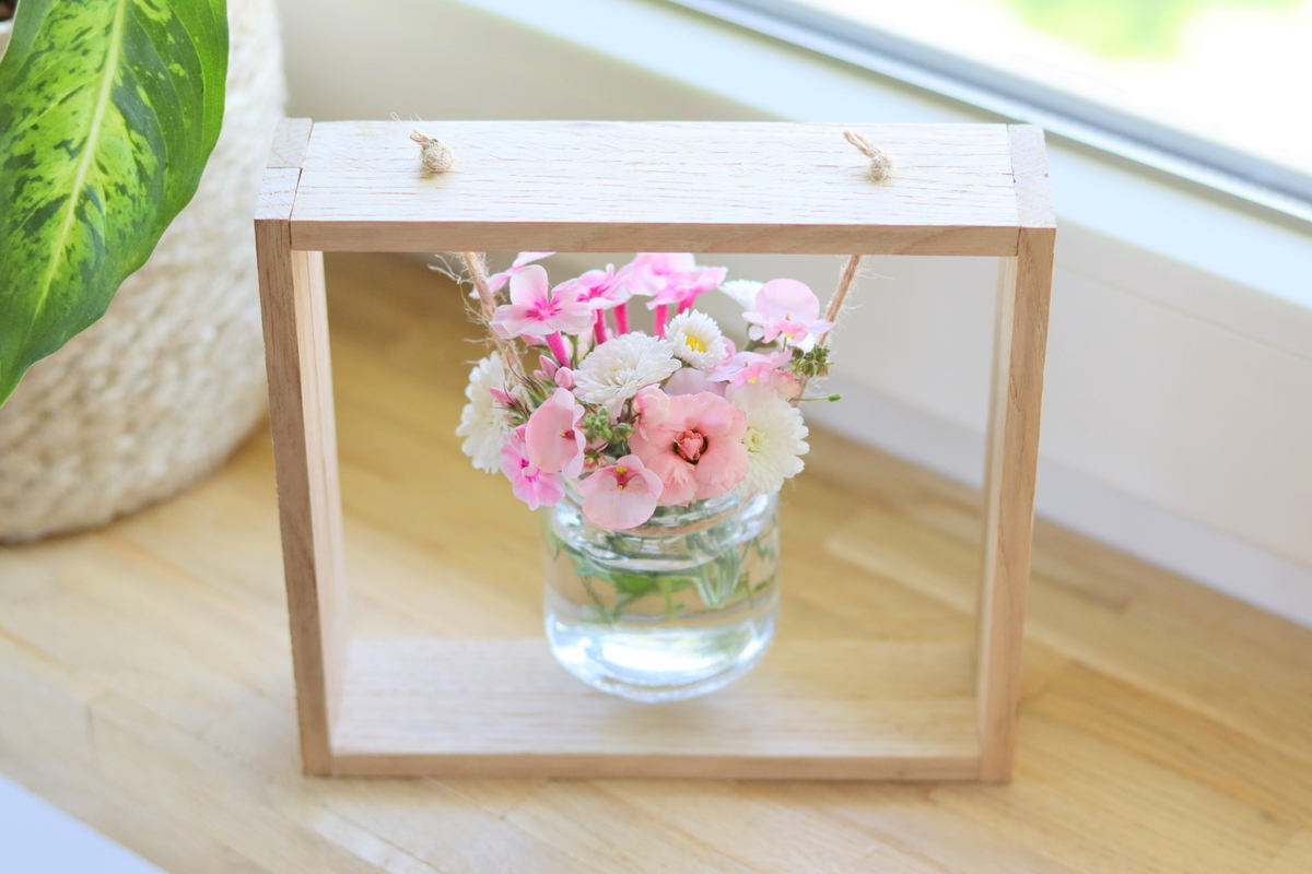 DIY - selbstgemachte Vase aus Klötzchen mit Einmachglas