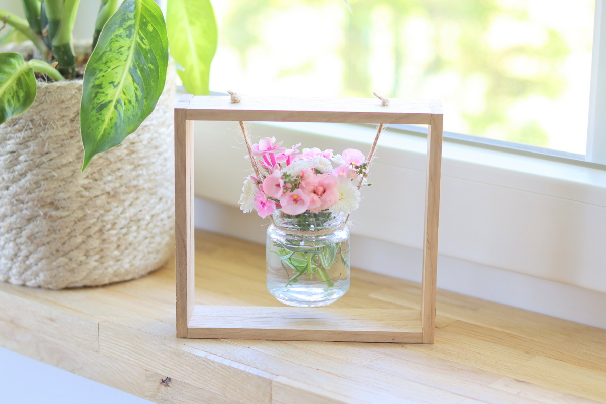 DIY - selbstgemachte Vase aus Klötzchen mit Einmachglas