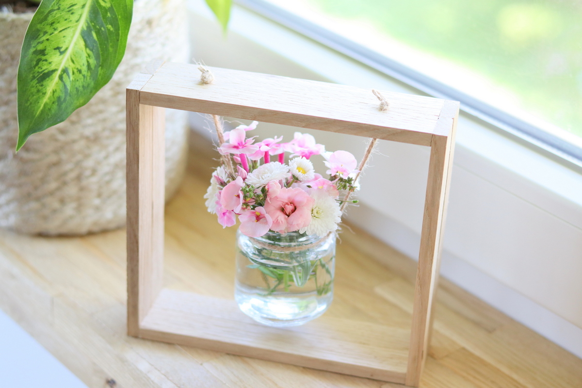 DIY - selbstgemachte Vase aus Klötzchen mit Einmachglas