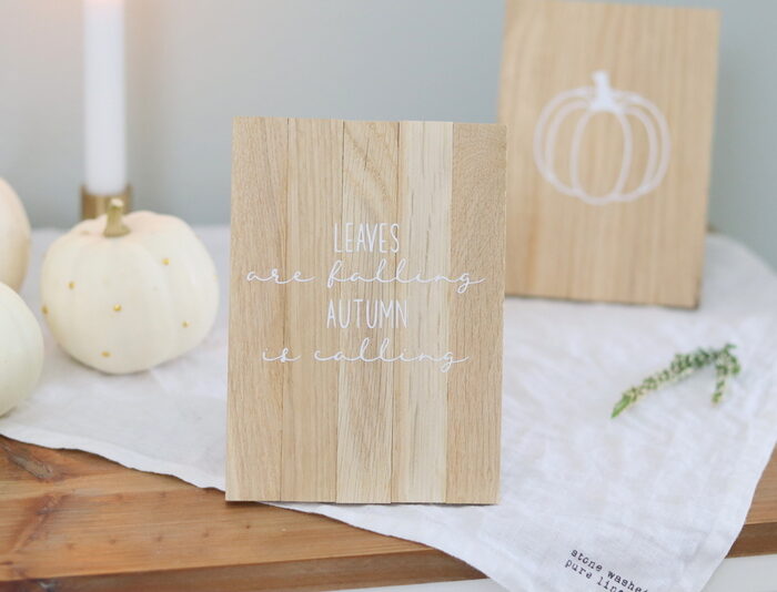 DIY Anleitung - selbstgemachte, herbstliche Schilder aus Klötzchen mit Plotter-Herbstmotiven