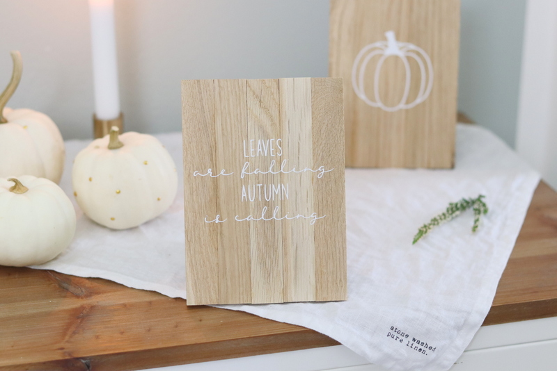 DIY Anleitung - selbstgemachte, herbstliche Schilder aus Klötzchen mit Plotter-Herbstmotiven 