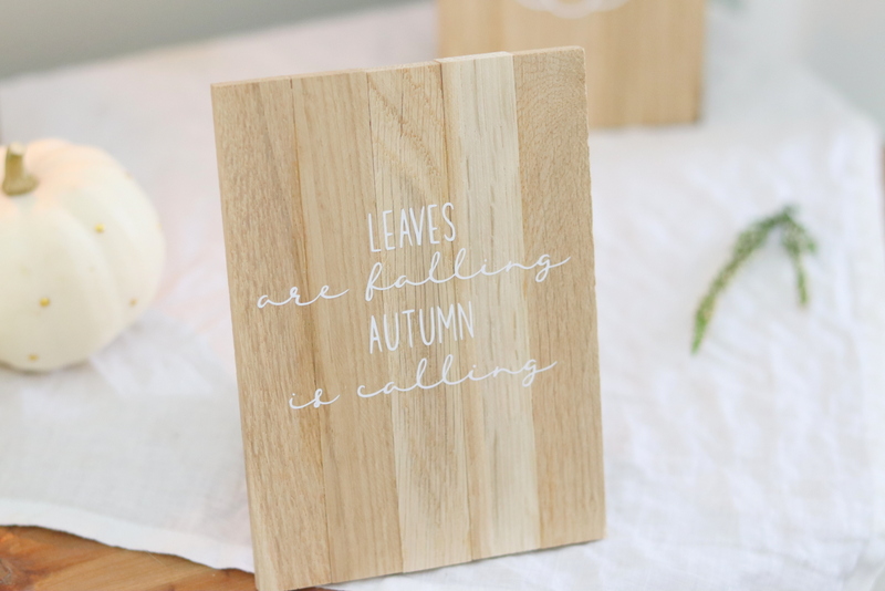 DIY Anleitung - selbstgemachte, herbstliche Schilder aus Klötzchen mit Plotter-Herbstmotiven 