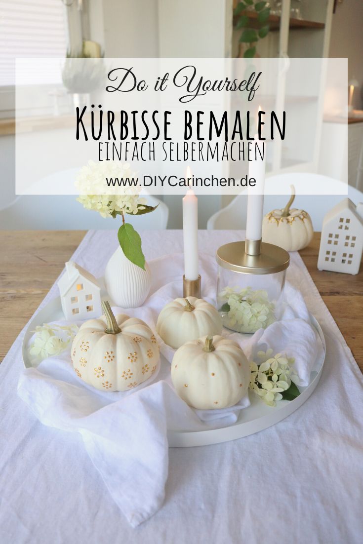 DIY Anleitung - selbstgemachte bemalte Kürbisse als Herbstdeko 