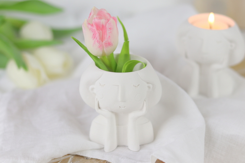 DIY - selbstgemachte Raysin Mädchenkopf - Figur zum Bepflanzen oder für eine Kerze - süße Deko