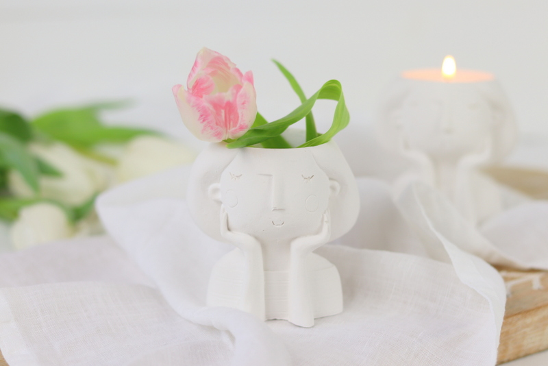 DIY - selbstgemachte Raysin Mädchenkopf - Figur zum Bepflanzen oder für eine Kerze - süße Deko