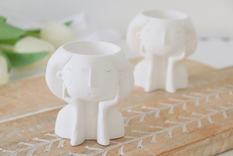 DIY - selbstgemachte Raysin Mädchenkopf - Figur zum Bepflanzen oder für eine Kerze - süße Deko