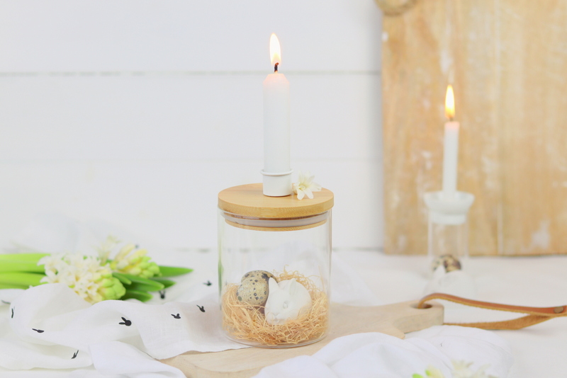 DIY - selbstgemachte Upcycling Kerzenhalter mit Raysin Hasen zu Ostern einfach selber machen