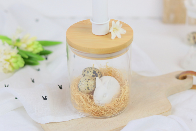 DIY - selbstgemachte Upcycling Kerzenhalter mit Raysin Hasen zu Ostern einfach selber machen
