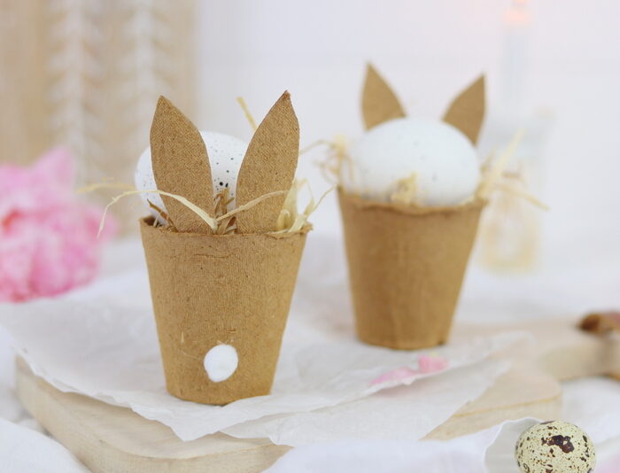 DIY Anleitung – Osterkorb mit Hasenohren aus Anzuchttöpfchen einfach selber machen