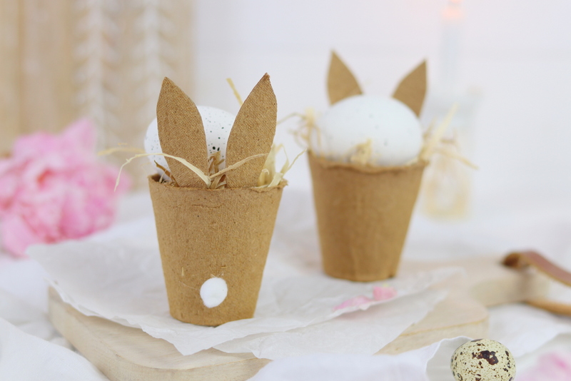 DIY Anleitung - Osterkorb mit Hasenohren aus Anzuchttöpfchen einfach selber machen