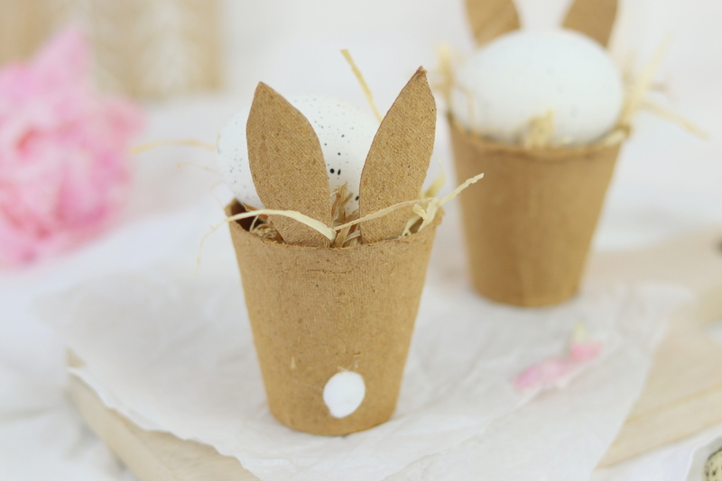 DIY Anleitung - Osterkorb mit Hasenohren aus Anzuchttöpfchen einfach selber machen