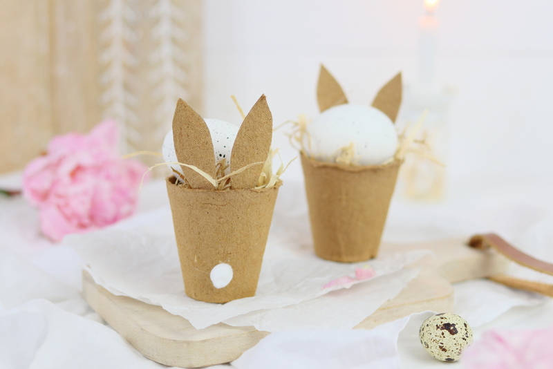 DIY Anleitung - Osterkorb mit Hasenohren aus Anzuchttöpfchen einfach selber machen