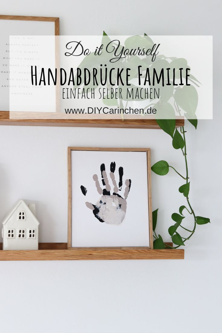DIY Anleitung - Handabdrücke Familie mit Rahmen aus Klötzchen einfach selber machen