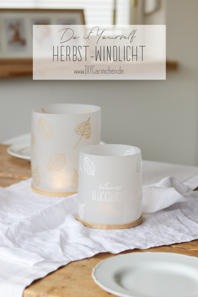 Herbstliche Windlichter basteln mit Transparentpapier & Stickrahmen